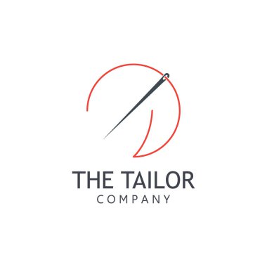 Terzi vektör logosu. Dikiş makinesi logosu. Giysi etiketi için iğne ve iplik logosu.