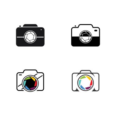 Fotoğraf makinesi logosu, kamera lensi ve dijital. Stüdyo, fotoğraf ve diğer işler için logo.