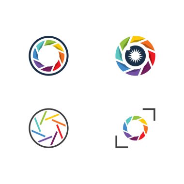 Fotoğraf makinesi logosu, kamera lensi ve dijital. Stüdyo, fotoğraf ve diğer işler için logo.