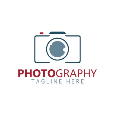 Fotoğraf makinesi logosu, kamera lensi ve dijital. Stüdyo, fotoğraf ve diğer işler için logo.