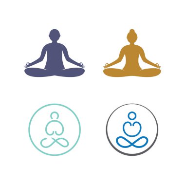 Yoga stüdyosu logosu. Meditasyon, kaplıca ve güzellik sembolü