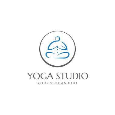 Yoga stüdyosu logosu. Meditasyon, kaplıca ve güzellik sembolü