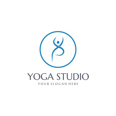 Yoga stüdyosu logosu. Meditasyon, kaplıca ve güzellik sembolü