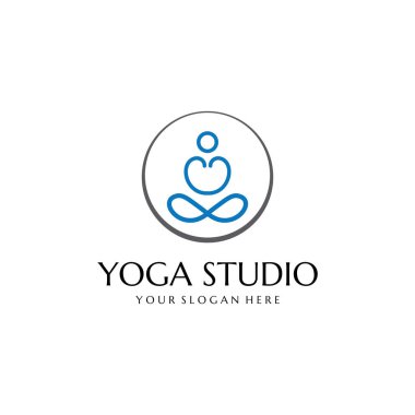 Yoga stüdyosu logosu. Meditasyon, kaplıca ve güzellik sembolü