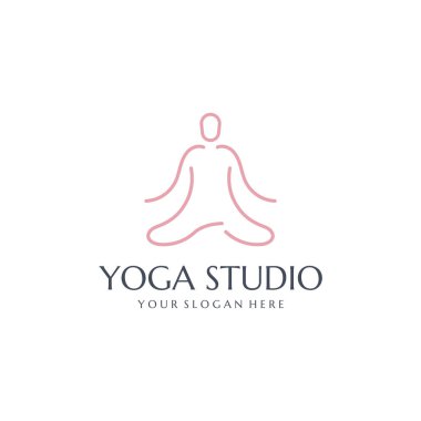 Yoga stüdyosu logosu. Meditasyon, kaplıca ve güzellik sembolü