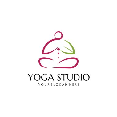 Yoga stüdyosu logosu. Meditasyon, kaplıca ve güzellik sembolü