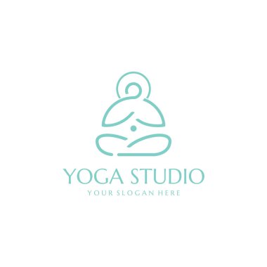 Yoga stüdyosu logosu. Meditasyon, kaplıca ve güzellik sembolü