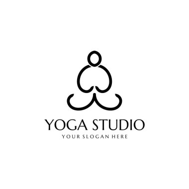 Yoga stüdyosu logosu. Meditasyon, kaplıca ve güzellik sembolü