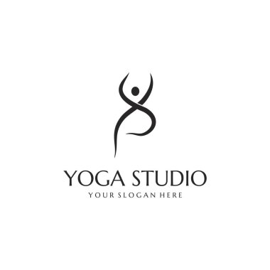 Yoga stüdyosu logosu. Meditasyon, kaplıca ve güzellik sembolü
