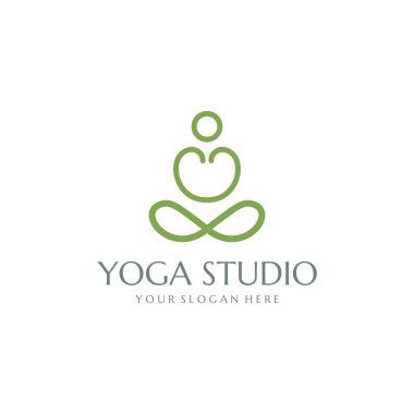 Yoga stüdyosu logosu. Meditasyon, kaplıca ve güzellik sembolü