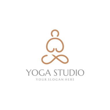 Yoga stüdyosu logosu. Meditasyon, kaplıca ve güzellik sembolü