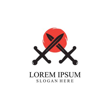 kılıç ve kalkan vektör düz logo tasarımı.