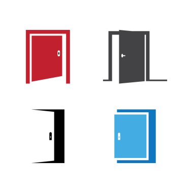 Açık kapı siluet logosu kavramı. Oteller, hanlar gibi hizmet şirketleri için..