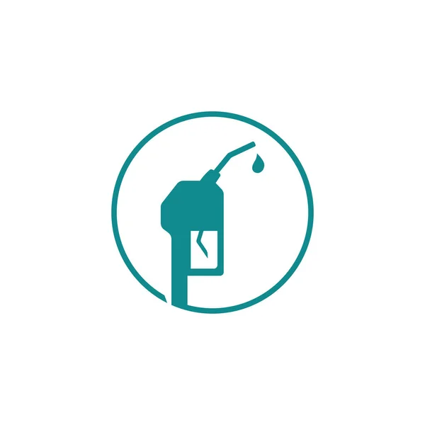 Benzin Pompası Logosu Düz Bir Şekilde Tasarlanmış Beyaz Arkaplanda Benzin — Stok Vektör