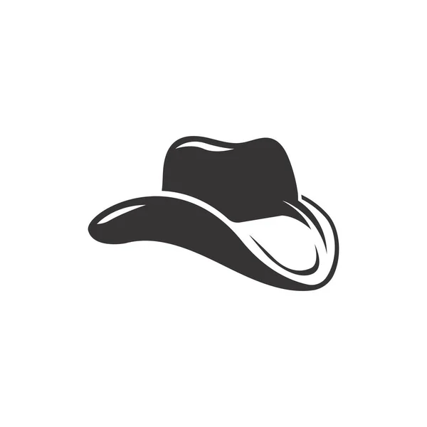 Cappello Cowboy Semplice Logo Silhouette Isolato Sfondo Bianco — Vettoriale Stock