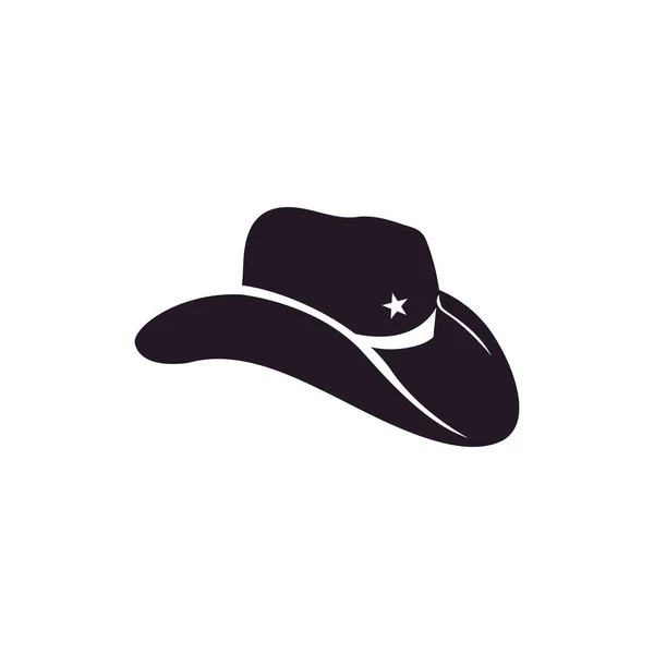 Cowboy Hatt Enkel Logotyp Siluett Isolerad Vit Bakgrund — Stock vektor