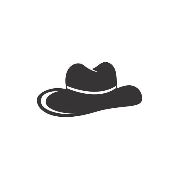 Cowboy Hut Einfache Logo Silhouette Isoliert Auf Weißem Hintergrund — Stockvektor