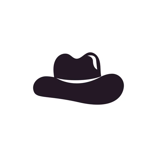 Cowboy Hatt Enkel Logotyp Siluett Isolerad Vit Bakgrund — Stock vektor