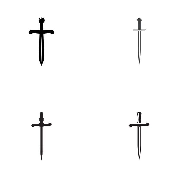 Schwert Und Schild Vektor Flaches Logo Design — Stockvektor