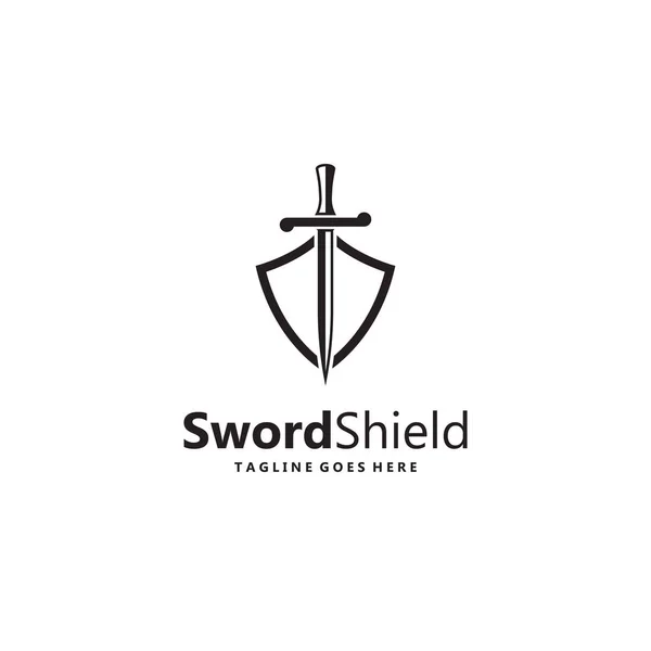 stock vector sword and shield vector flat logo design.