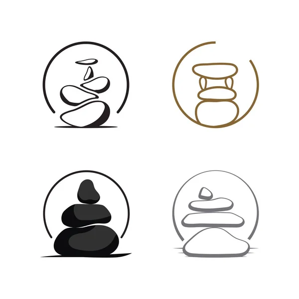 Logo Équilibré Pierre Zen Logo Pour Méditation Bien Être — Image vectorielle