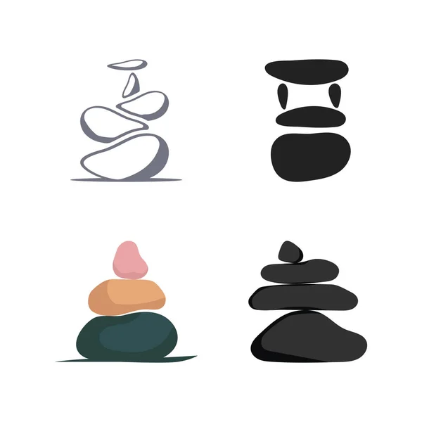 Сбалансированный Логотип Zen Stone Логотип Медитации Оздоровления — стоковый вектор