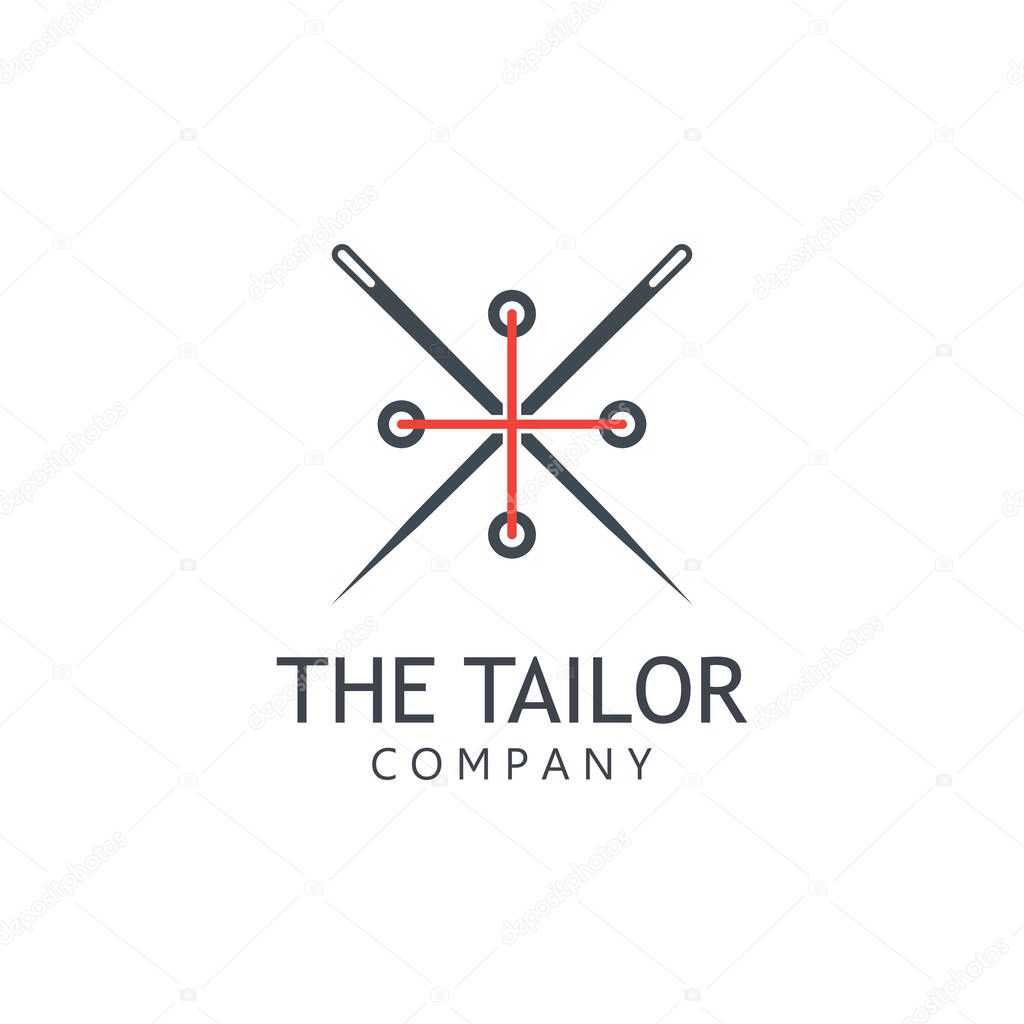 Tailor vector logo. Sewing machine logo. Needle and thread logo for clothing label.