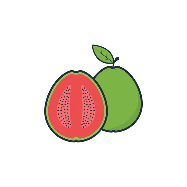 Färsk Guava Frukt Illustration Vektor Grafisk Design Lämplig För Frukt — Stock vektor