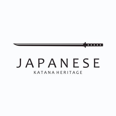 Katana Sword Flat Design Vector Illustration. Katana Sword Simple Logo. clipart