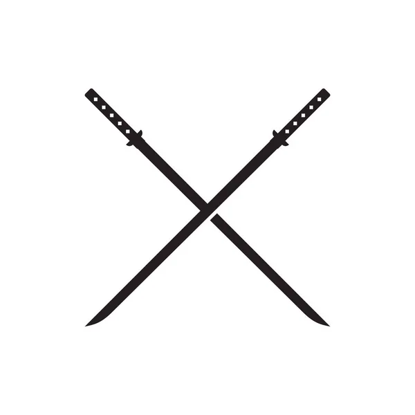 Katana Sword Flat Design Vector Illustration Katana Schwert Simple Logo — Stockvektor