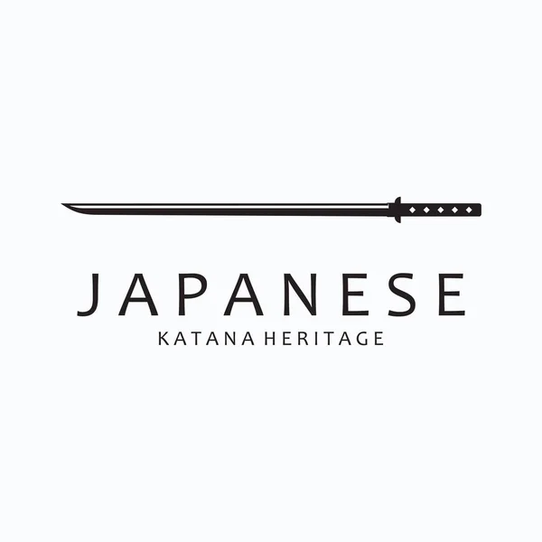 Katana Kılıç Düz Tasarım Vektör İllüstrasyonu. Katana Kılıcı Basit Logo.
