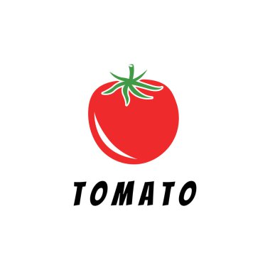 Taze Domates Logosu Tasarım Vektörü İllüstrasyonu. Çiftlikten Domates Logosu Simgesi.