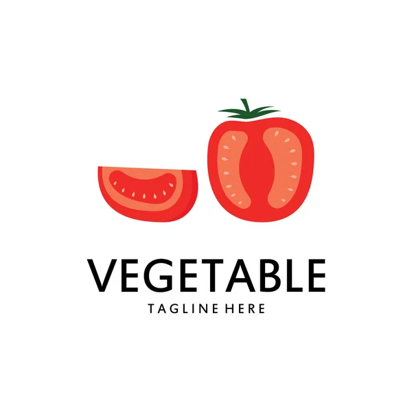 Taze Domates Logosu Tasarım Vektörü İllüstrasyonu. Çiftlikten Domates Logosu Simgesi.