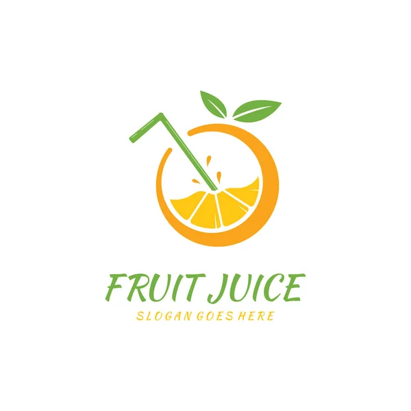 Design Vetor Suco Frutas Frescas Modelo Logotipo Simples Bebida Fresca — Vetor de Stock
