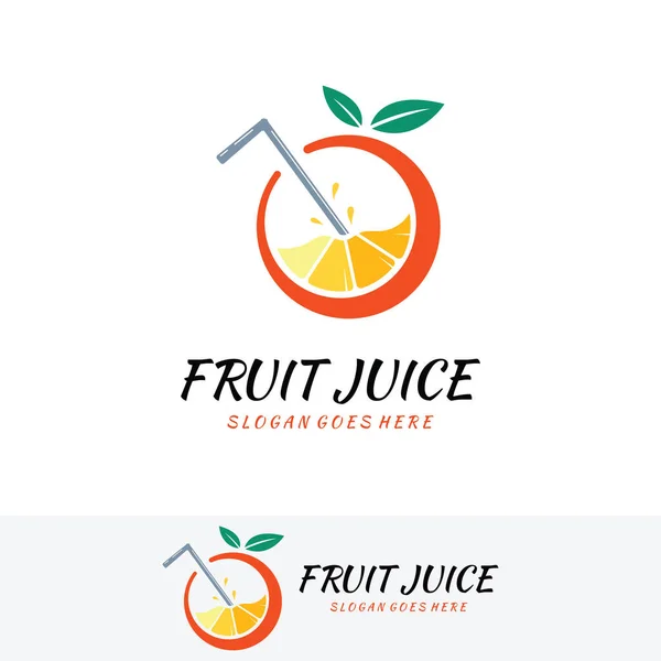 Design Vetor Suco Frutas Frescas Modelo Logotipo Simples Bebida Fresca — Vetor de Stock