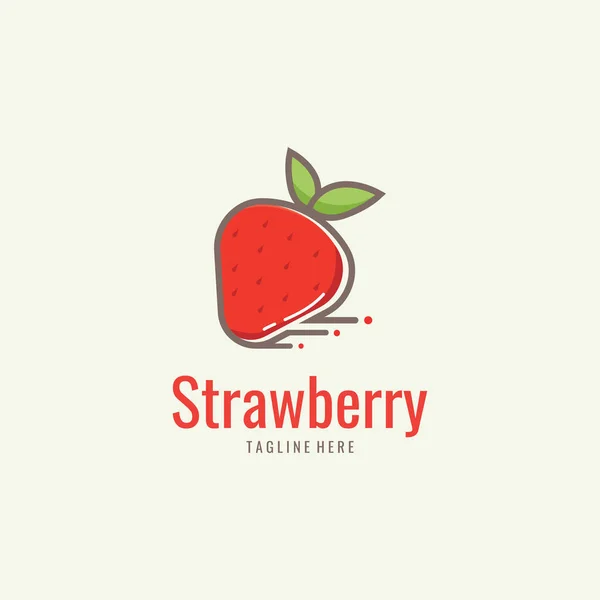 Färsk Strawberry Fruit Logo Design Vector Illustration För Emblem Logotyp — Stock vektor