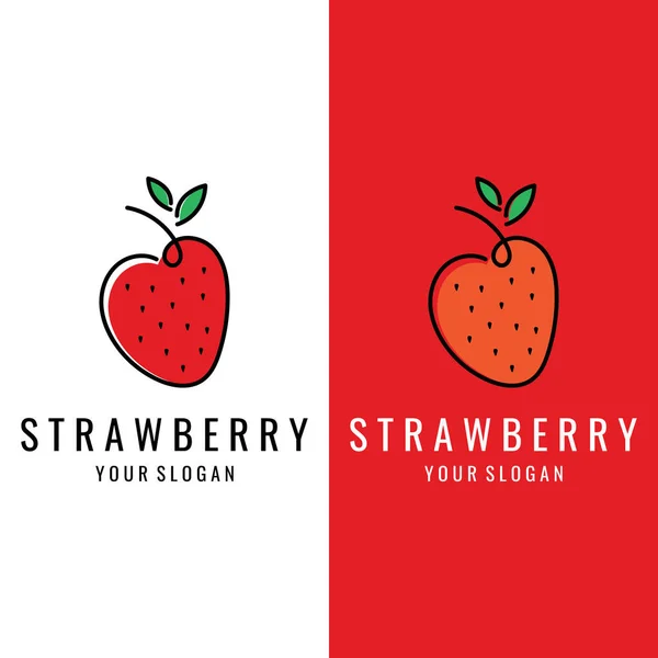 Φρέσκια Φράουλα Φρούτα Λογότυπο Σχεδιασμός Διάνυσμα Εικονογράφηση Για Emblem Logo — Διανυσματικό Αρχείο