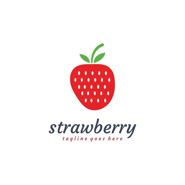 新鲜草莓果标志设计矢量插图 标志或徽章 — 图库矢量图片