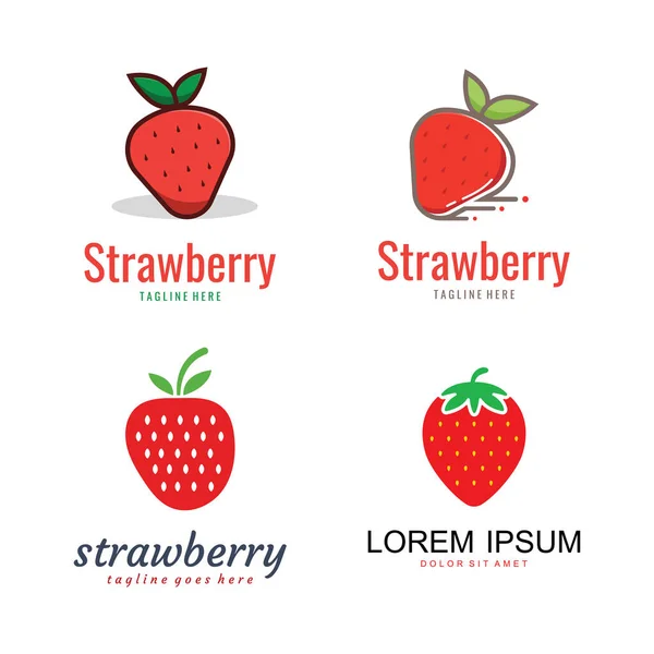 Fresh Strawberry Fruit Logo Design Vector Illustration Emblem Logo Badge — Stock Vector