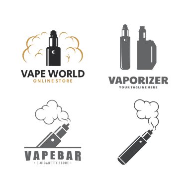 Vape ya da E-Sigara Logosu Tasarımı Vektör Tarzı. E-sigara dükkanın ve işin için uygun..