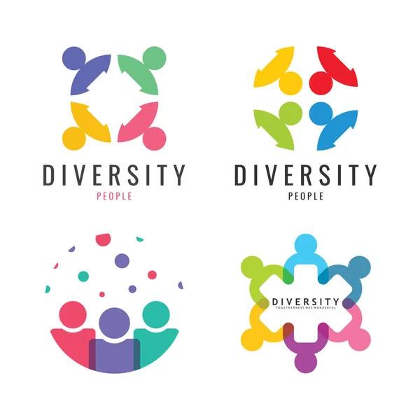 Kolorowe Logo Różnorodności Kreatywny Design Ikona Jedności Przyjaźni Wspólnoty Braterstwa Ilustracja Stockowa