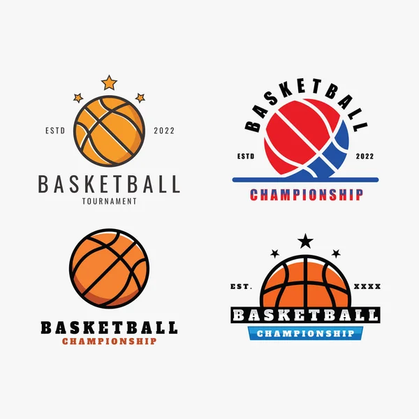Illustrazione Logo Basket Pallacanestro Icona Pallacanestro Sport Team Emblem — Vettoriale Stock