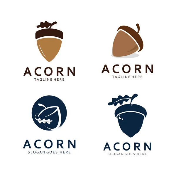 Illustration Design Acorn Leaves Icône Acorn Dans Style Plat — Image vectorielle