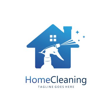 Ev Temizleme Logosu Tasarımı. Minimalist Kavramlı Vektör Resimleri.