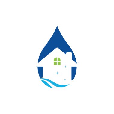 Ev Temizleme Logosu Tasarımı. Minimalist Kavramlı Vektör Resimleri.