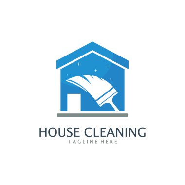 Ev Temizleme Logosu Tasarımı. Minimalist Kavramlı Vektör Resimleri.