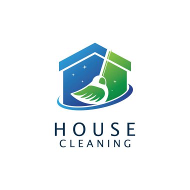 Ev Temizleme Logosu Tasarımı. Minimalist Kavramlı Vektör Resimleri.