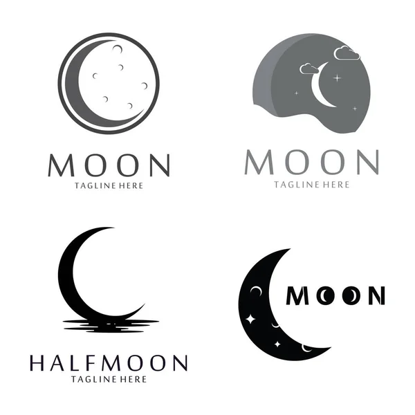 Lune Illustration Design Dans Style Plat Logo Vectoriel Croissant Lunaire — Image vectorielle