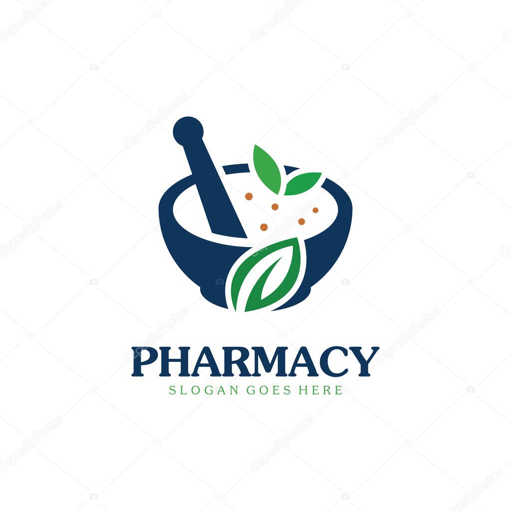 Vector Illustration Pharmacy Logo Icon. Herbal Pharmacy Logo Creative Design.