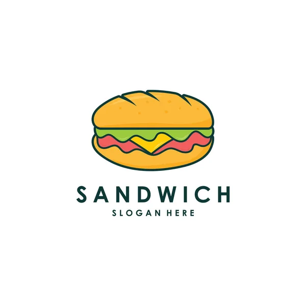 Sandwich Logotyp Ikon Med Enkla Koncept Perfekt För Smörgås Eller — Stock vektor